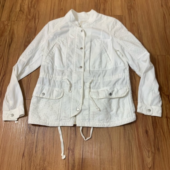 Anthropologie Hei Hei Marais Eyelet Anorak  White Jacket - Picture 5 of 14